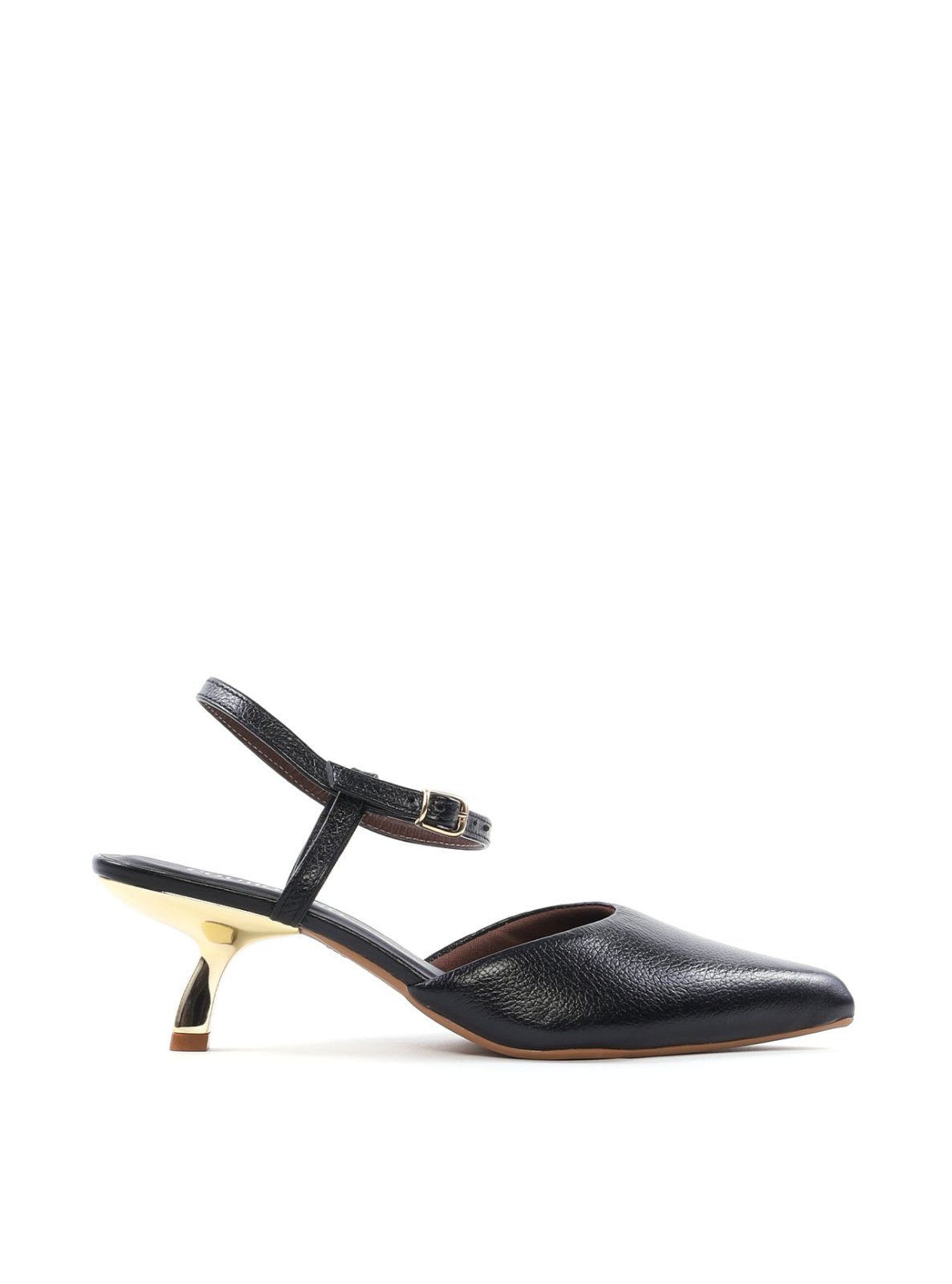 Scarpin Slingback com Salto Orgânico Metalizado SDI-12250 - PR
