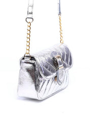 Bolsa Bag Transversal com Tampa e Ligueta Fivela Prata BSI-6000 - PT
