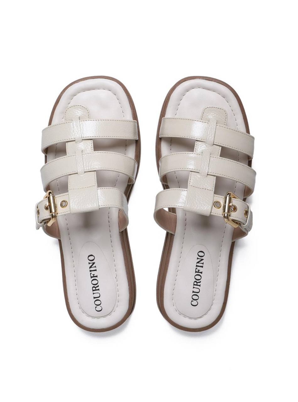 Sandália Flatform com Tiras Entrelaçadas e Fivela - Fenno SDI-11659 - FE