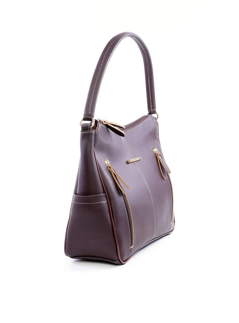 Bolsa Hobo de Mão com Dois Bolsos Verticais - Cacau BSI-6058 - CA