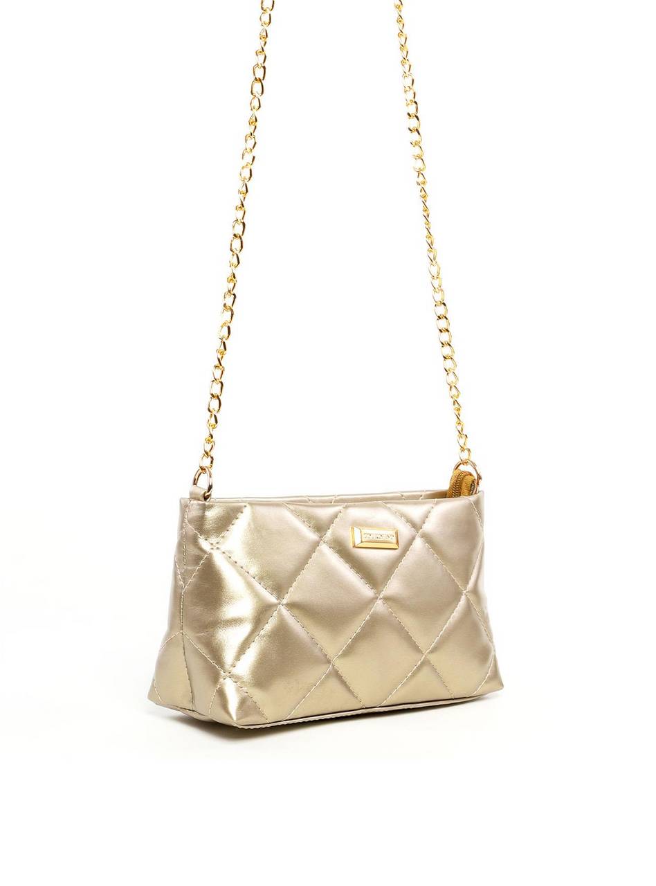 Bolsa Clutch Transversal em Metalassê - Ouro BSI-6288 - AU