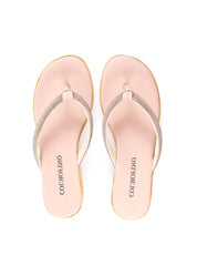 Tamanco Anabela PU com Tira em Strass - Nude SDI-12182 - NU