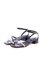 Sandália Salto Bloco com Tira Lateral e Strass - Preta SDI-11919 - PR