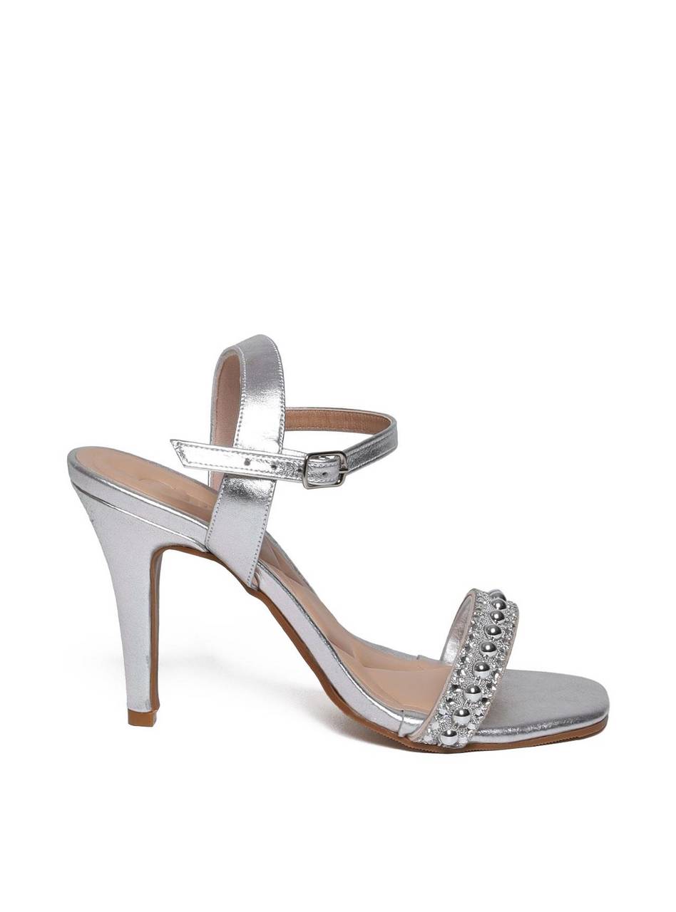 Sandália Feminina Salto Alto Fino - Prata SDI-11616 - PT