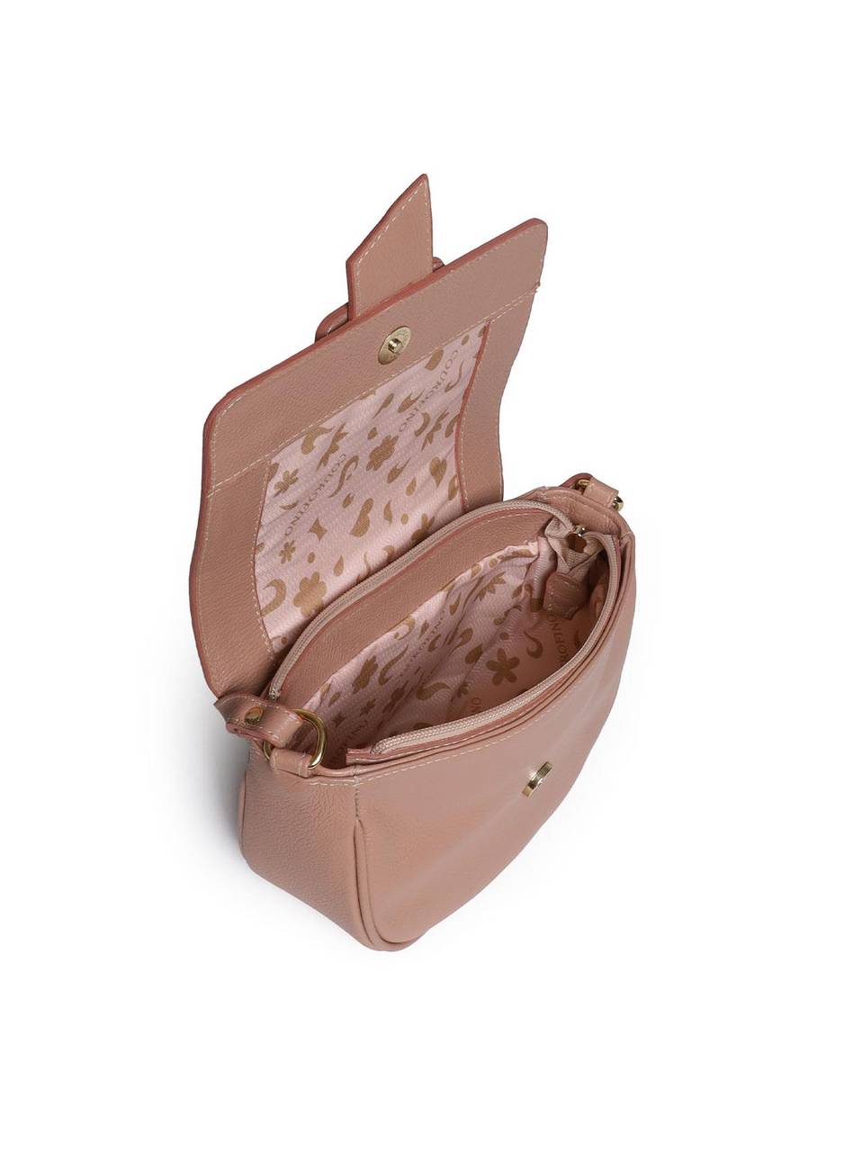 Bolsa Saddle Pequena Couro Transversal Nude BSI-5936 - NU