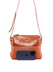 Bolsa Transversal Média com Detalhe Croco - Castor BSI-6488 - CS
