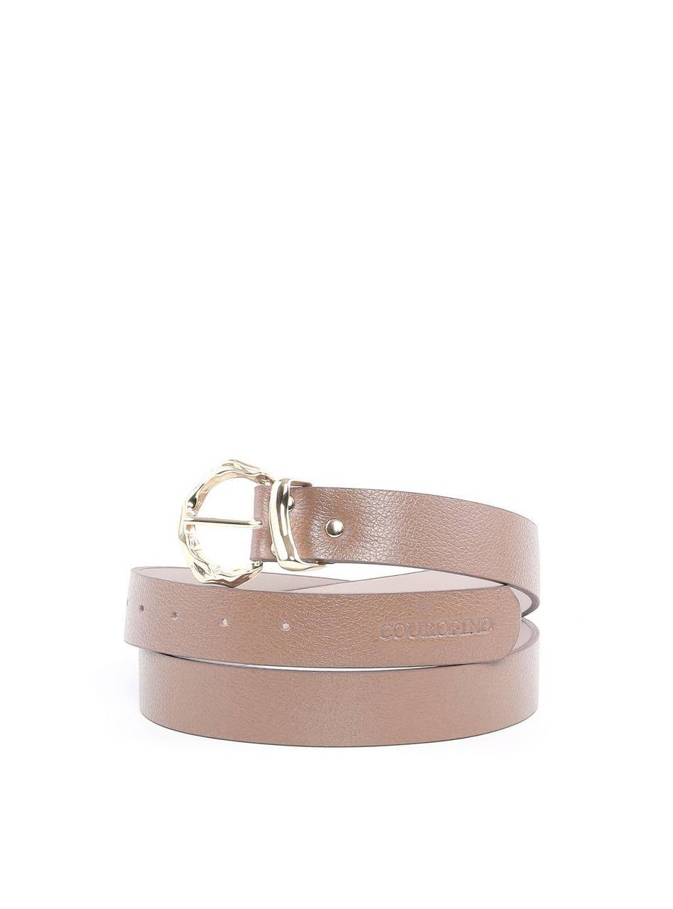 Cinto Feminino Largo de Couro com Fivela Orgânica - Nude CTI-992 - NU