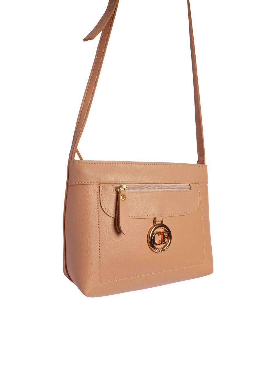 Bolsa Feminina Transversal com Ziper Nude BSI-5783 - NU