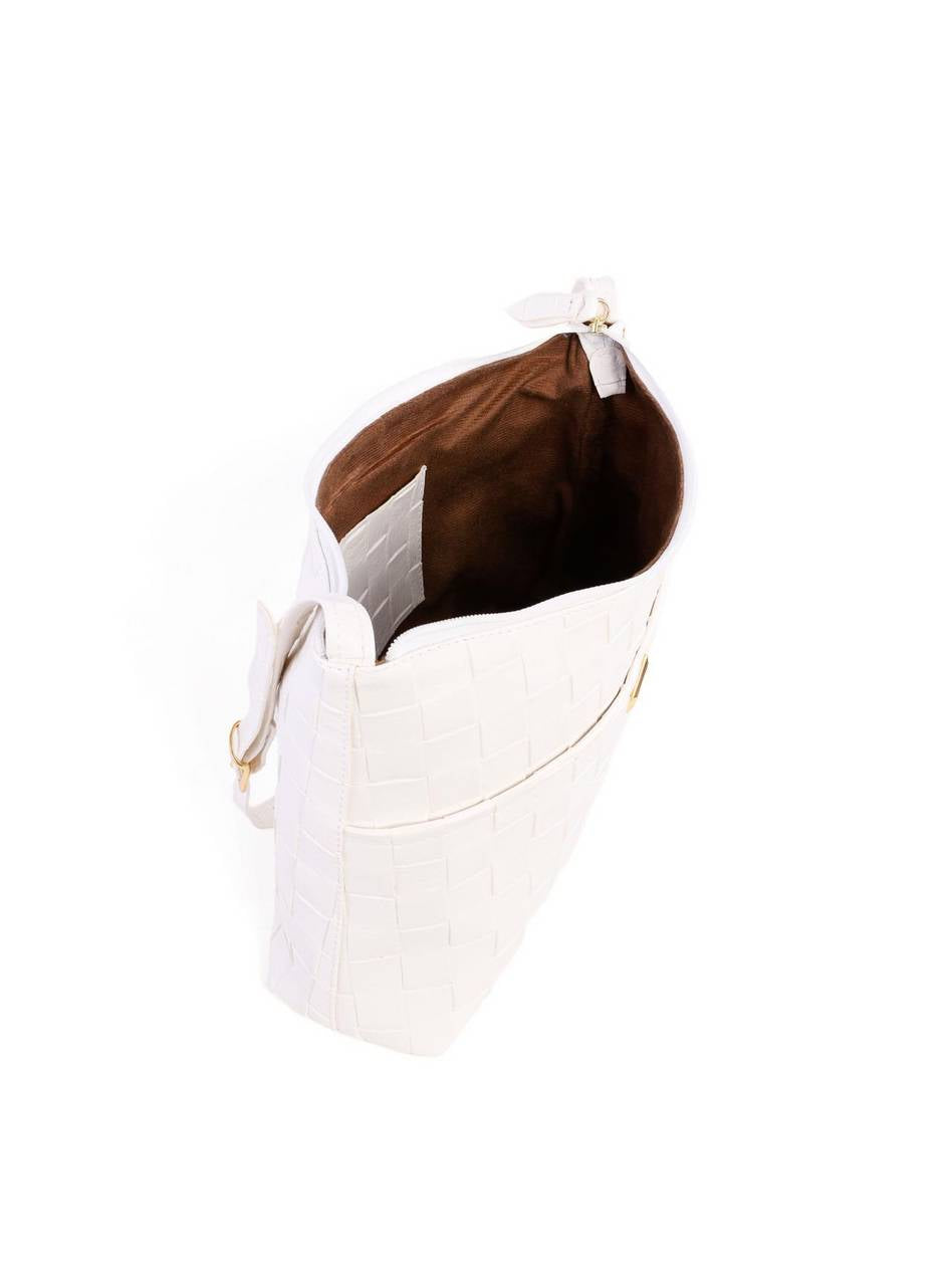 Bolsa Hobo Transversal em Tressê - Branca BSI-6123 - BR