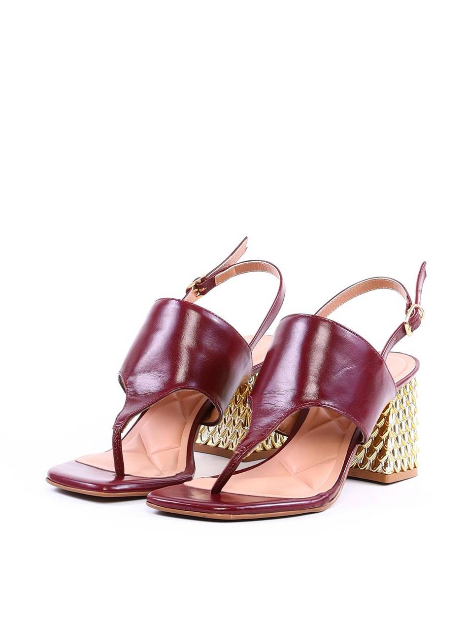 Sandália de Salto Bloco em Escama - Vinho SDI-12008 - VI