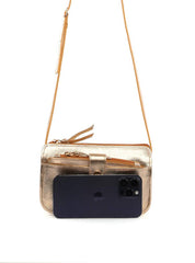 Bolsa Clutch Transversal com Bolso Removível - Ouro BSI-6417 - AU