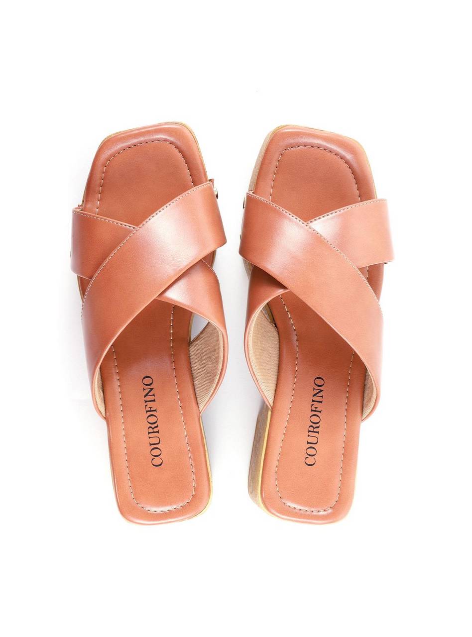 Tamanco Plataforma com Tiras Cruzadas e Tachas - Nude SDI-11855 - NU