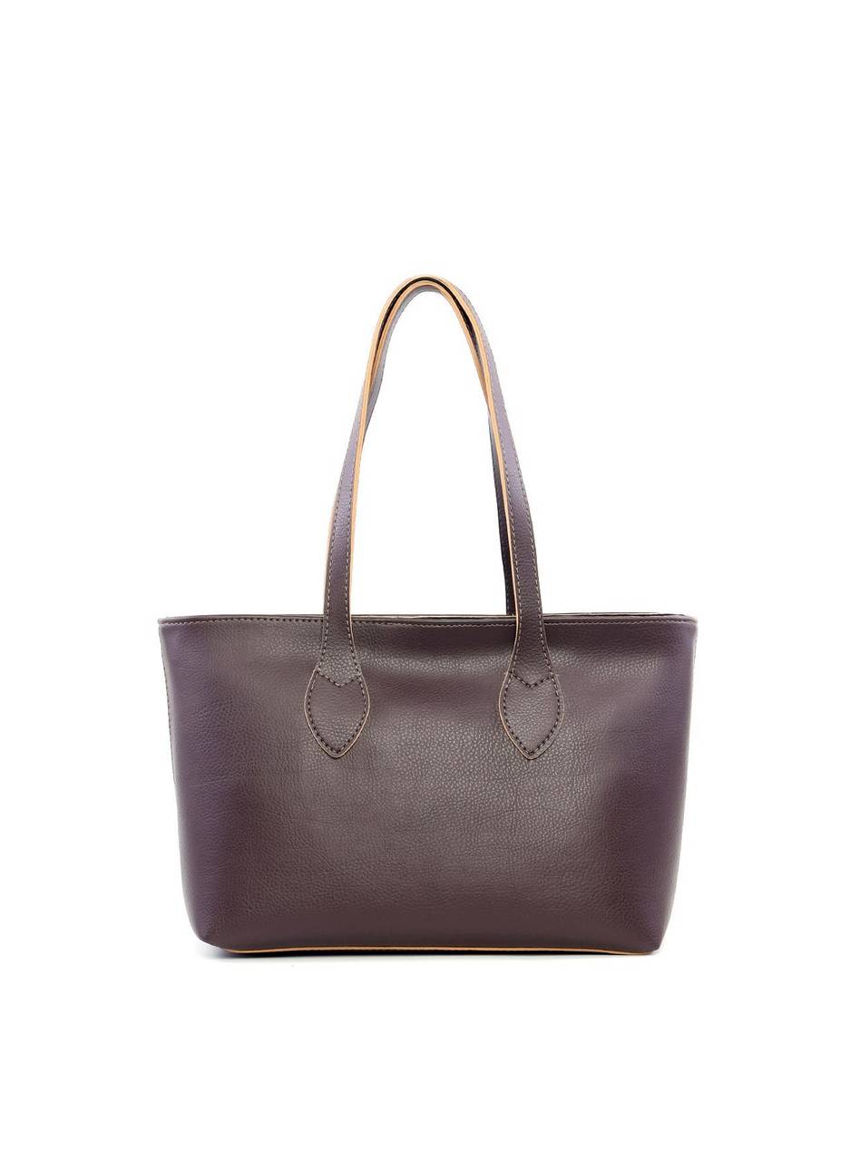 Bolsa Shopper Tiracolo Lisa em Sintético com Costuras - Cacau BSI-6184 - CA