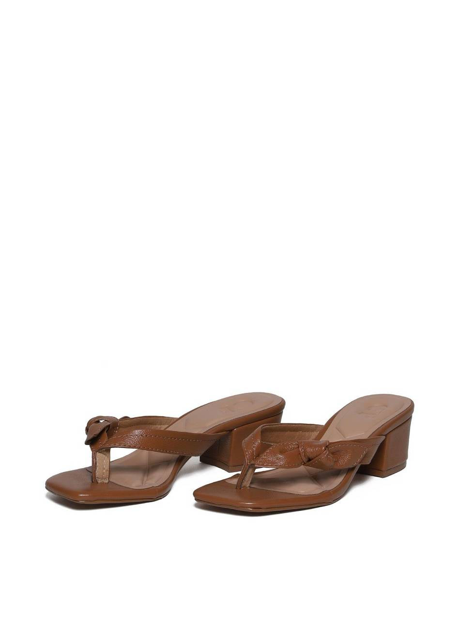Sandália Feminina Couro Tamanco Salto Bloco - Castor  SDI-11622 - CS