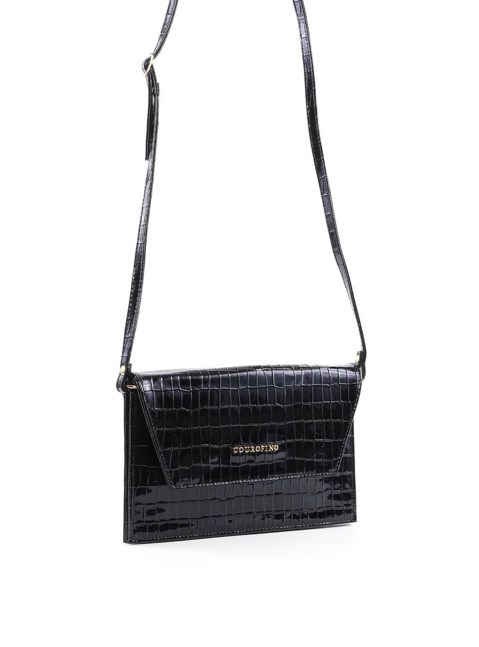 Bolsa Clutch Transversal Croco - Preta BSI-6416 - PR
