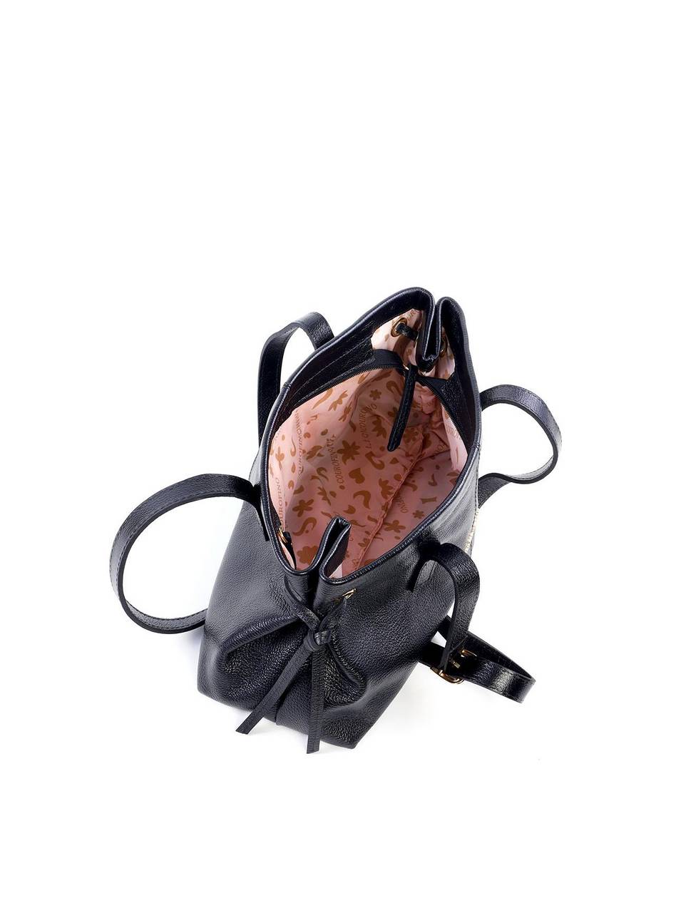 Bolsa Tote de Couro com Ilhós Laterais - Preta BSI-6223 - PR