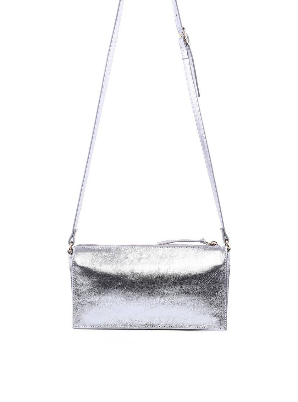 Bolsa Transversal Retangular Laço - Prata BSI-6383 - PT