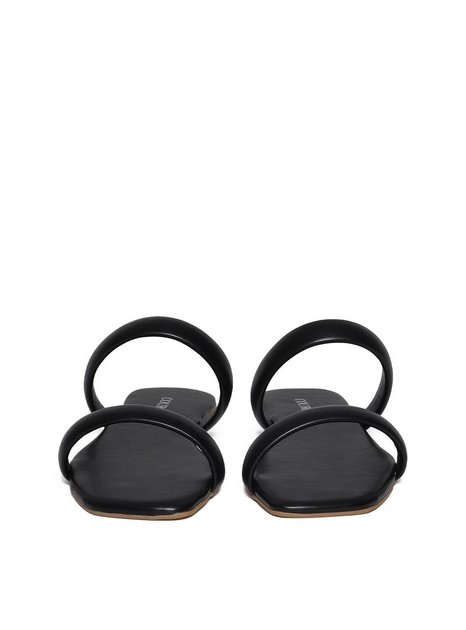 Sandália Feminina Rasteira Duas Tiras - Preta SDI-11620 - PR