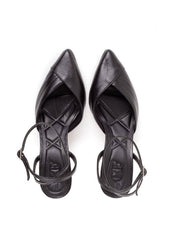 Scarpin Slingback Salto Médio Costuras Aparentes - Preta SDI-12055 - PR