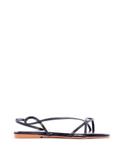 Rasteira com Tiras Finas em Recorte Geométrico - Preta SDI-11942 - PR