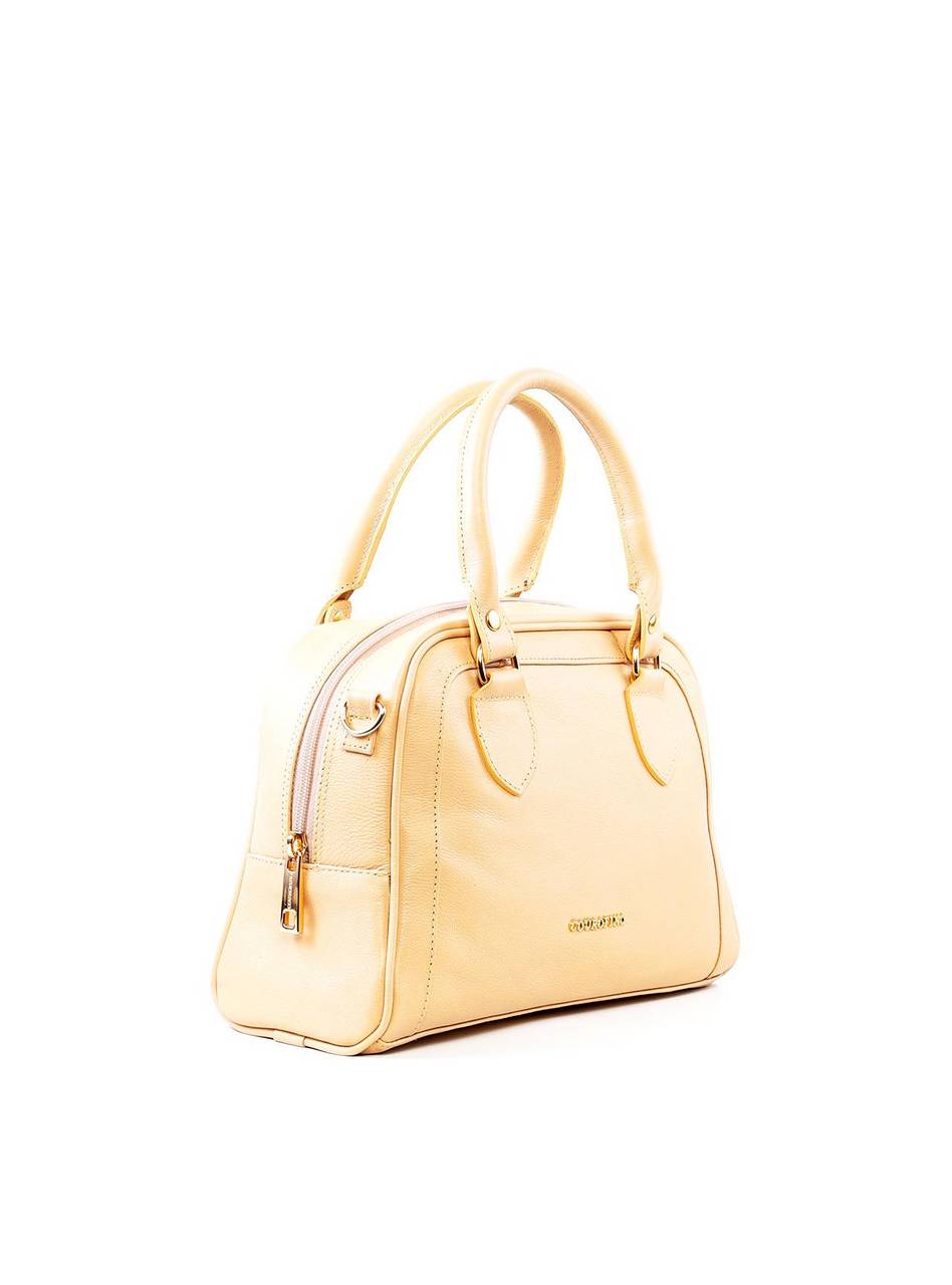 Bolsa Baú com Recortes e Alça Dupla - Nude BSI-6442 - NU
