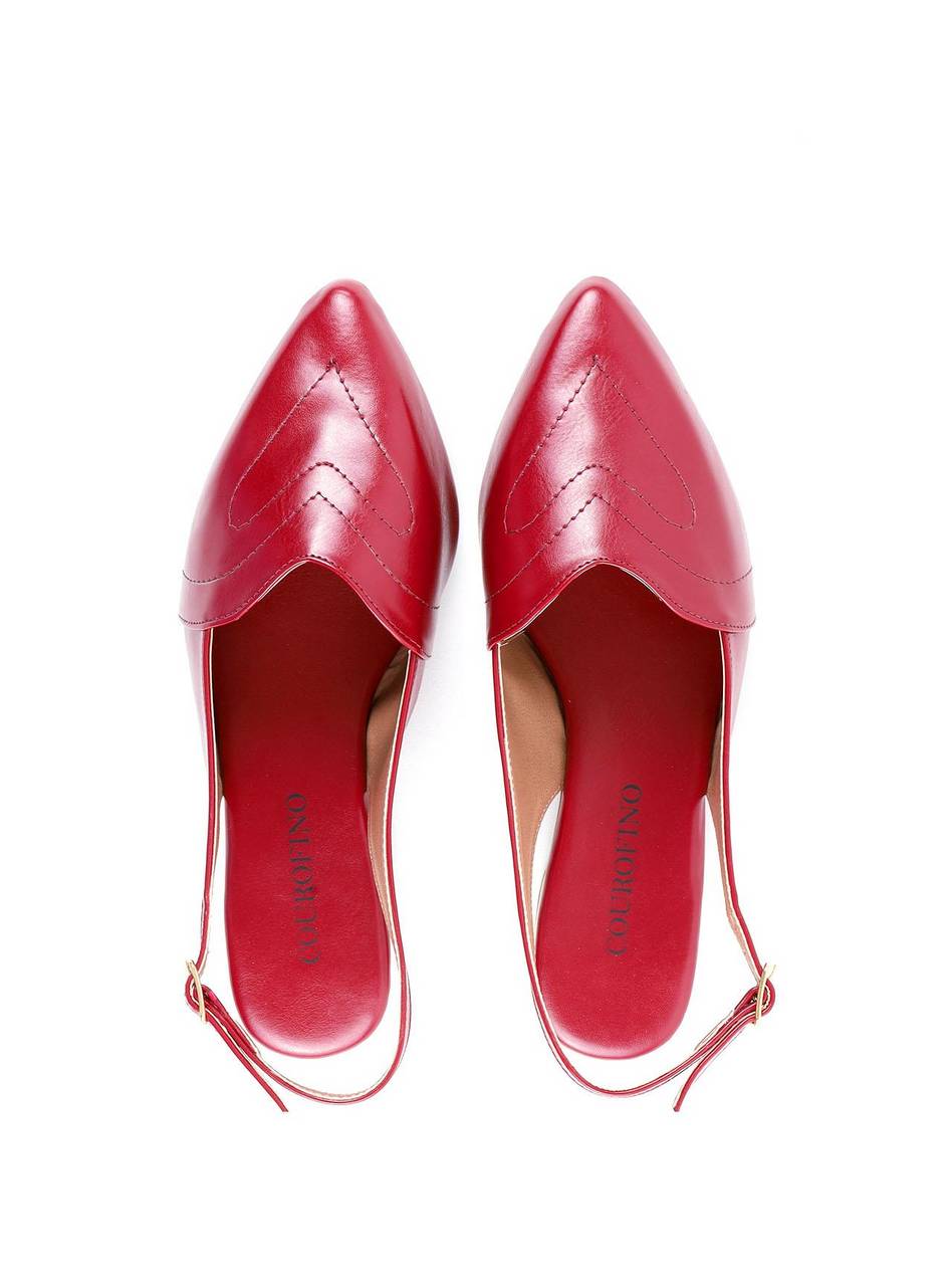 Sapatilha Slingback com Costura de Coração - Vermelha SDI-12079 - VE