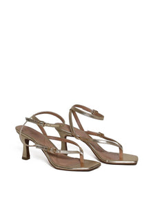 Sandália Feminina Couro Salto Fino - Ouro SDI-11648 - AU