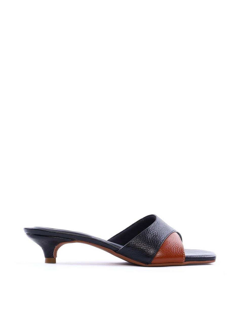 Tamanco com Salto Kitten Bicolor - Preta SDI-12080 - PR
