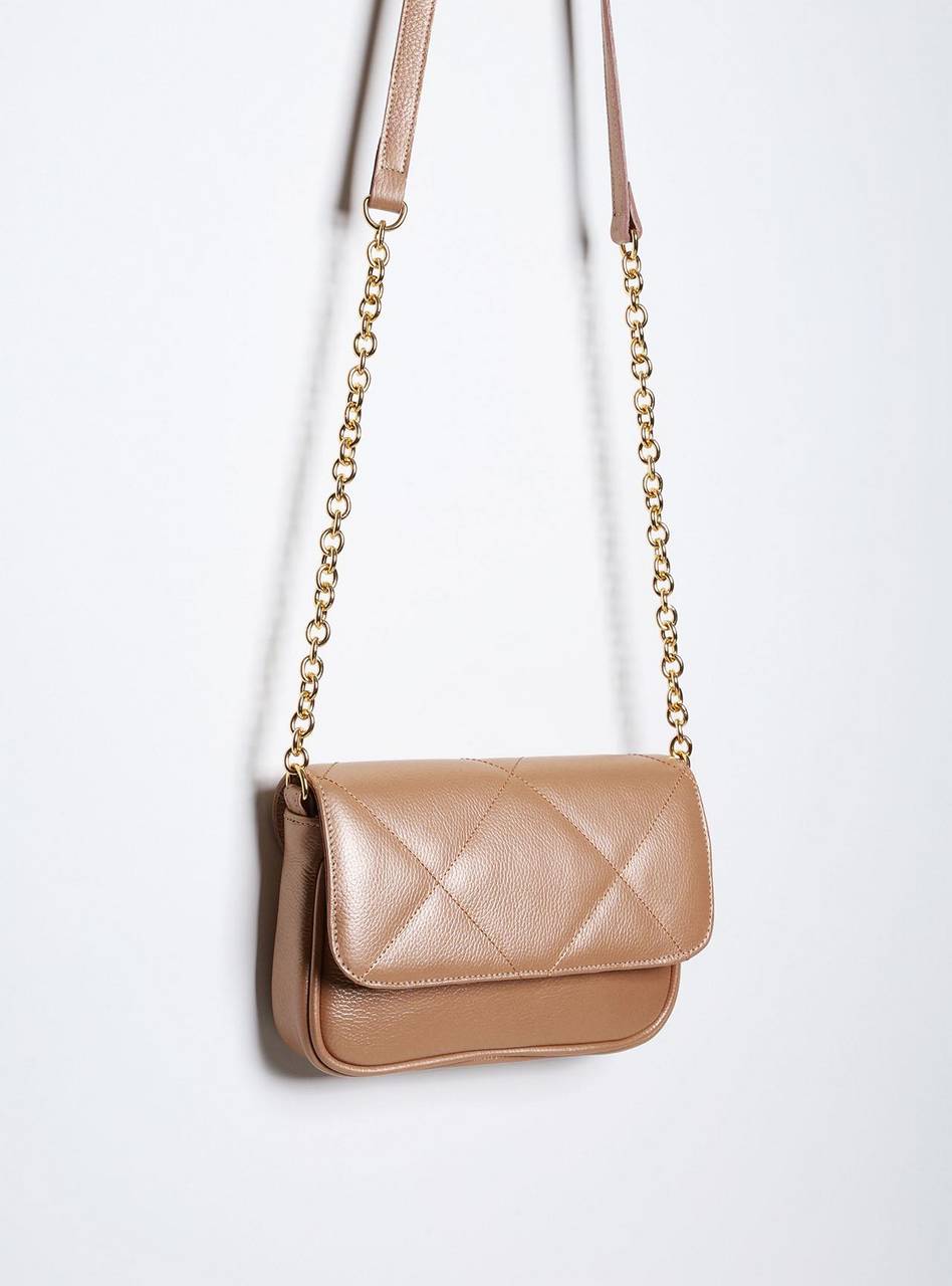 Bolsa Satchel Pequeno Couro Transversal - Nude BSI-5858 - NU