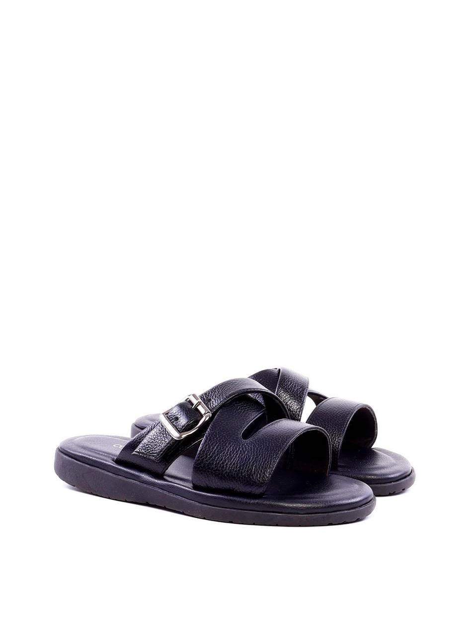 Chinelão Masculino em Couro com Tiras Cruzadas - Preta SDI-11975 - PR