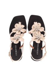 Rasteira Tiras Finas Enfeite Duas Flores - Fenno SDI-12035 - FE