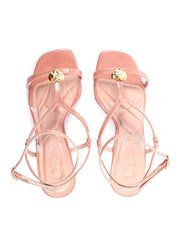 Sandália de Salto com Tiras e Detalhe de Coração - Nude SDI-11764 - NU