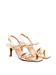 Sandália de Salto Fino com Tiras e Fivelas - Ouro SDI-11974 - AU