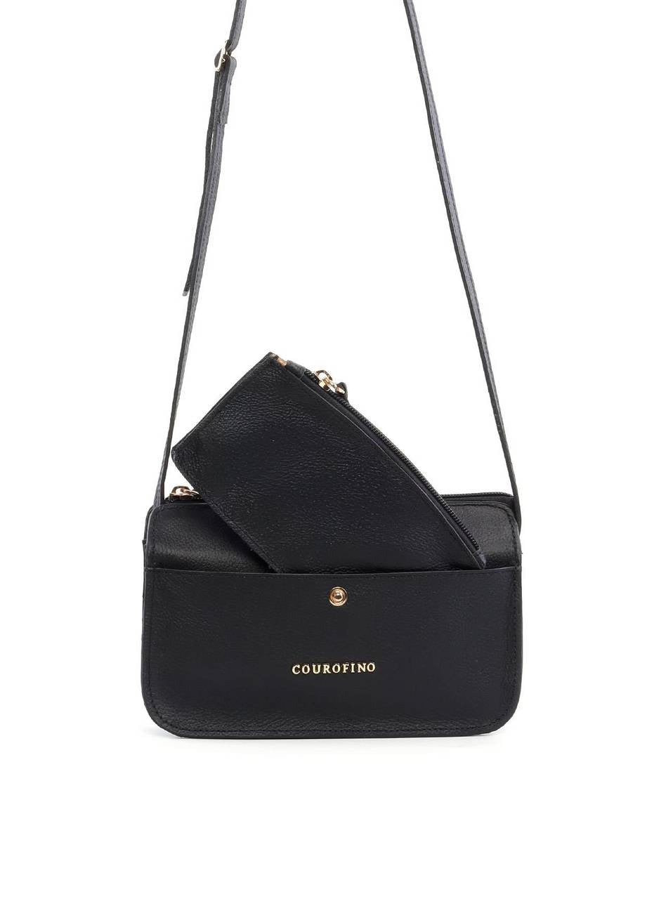 Bolsa Clutch Transversal com Bolso Removível - Preta BSI-6417 - PR