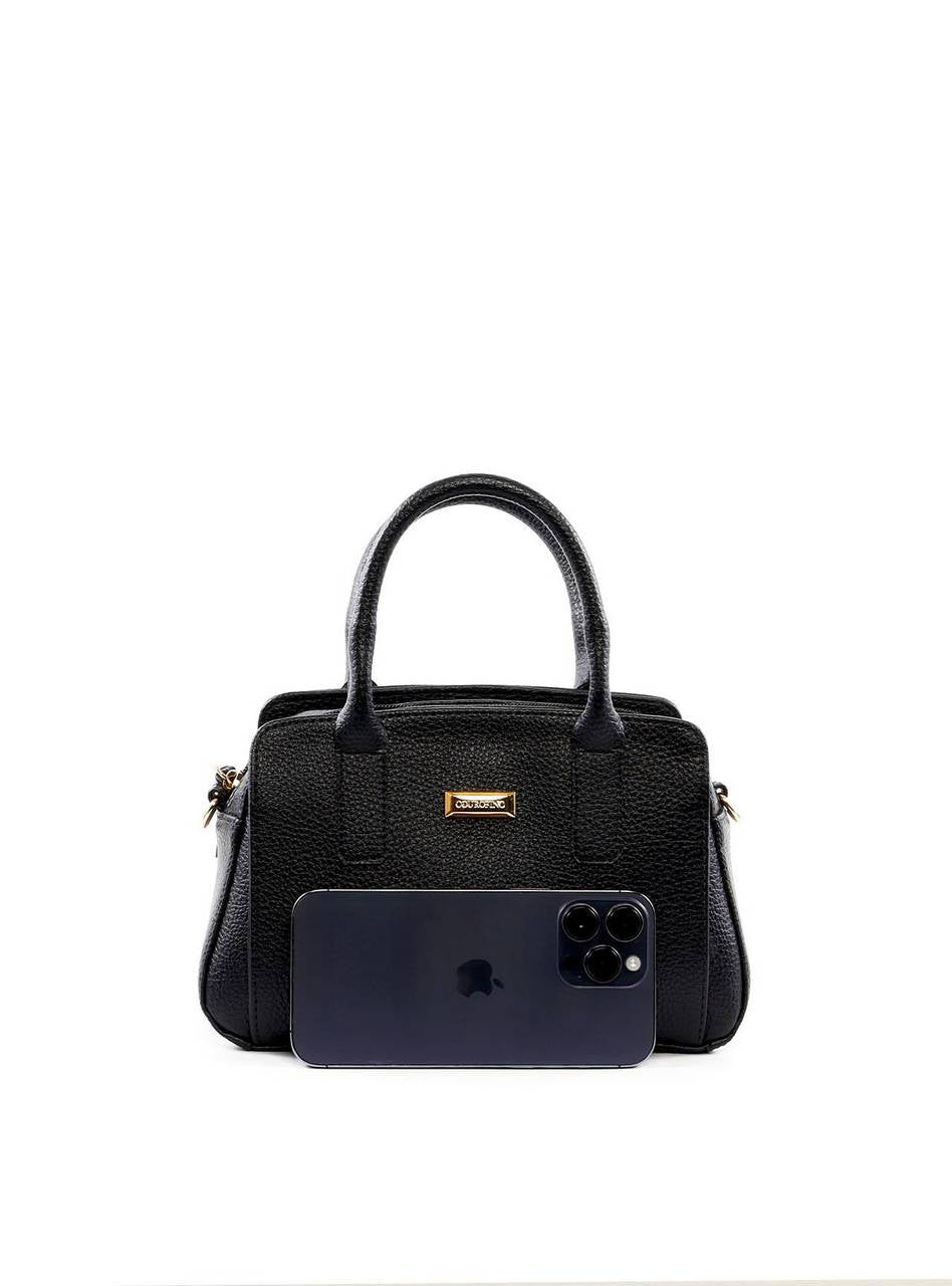 Bolsa Tote Quadrada com 3 Divisórias - Preta BSI-6474 - PR