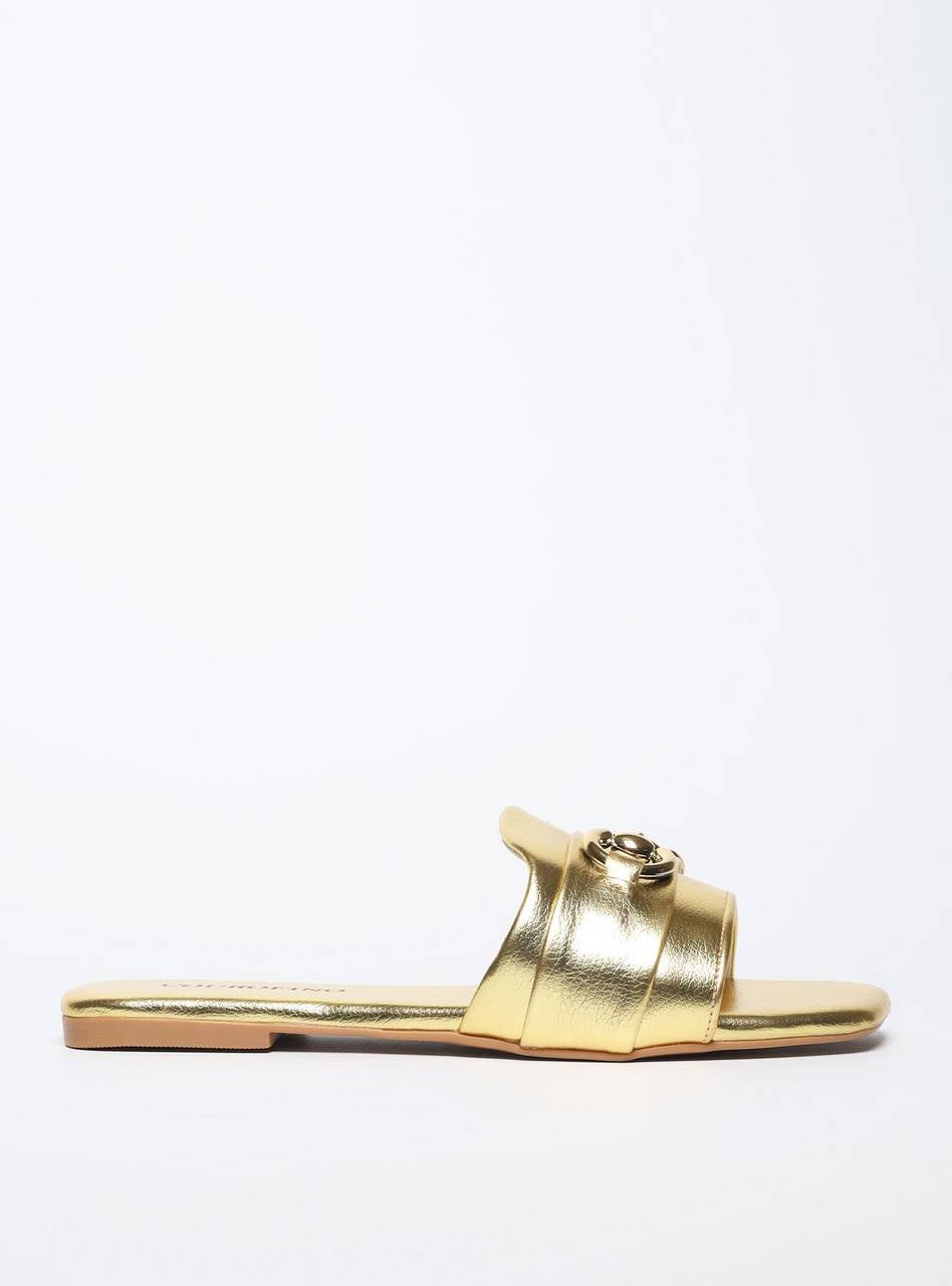 Sandália Feminina Slide Bridão - Ouro SDI-11536 - AU