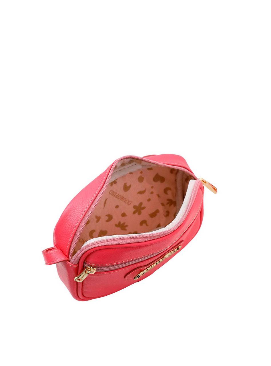 Bolsa Clutch Couro Pequena Transversal Ziper Rosa BSI-5677 - RS