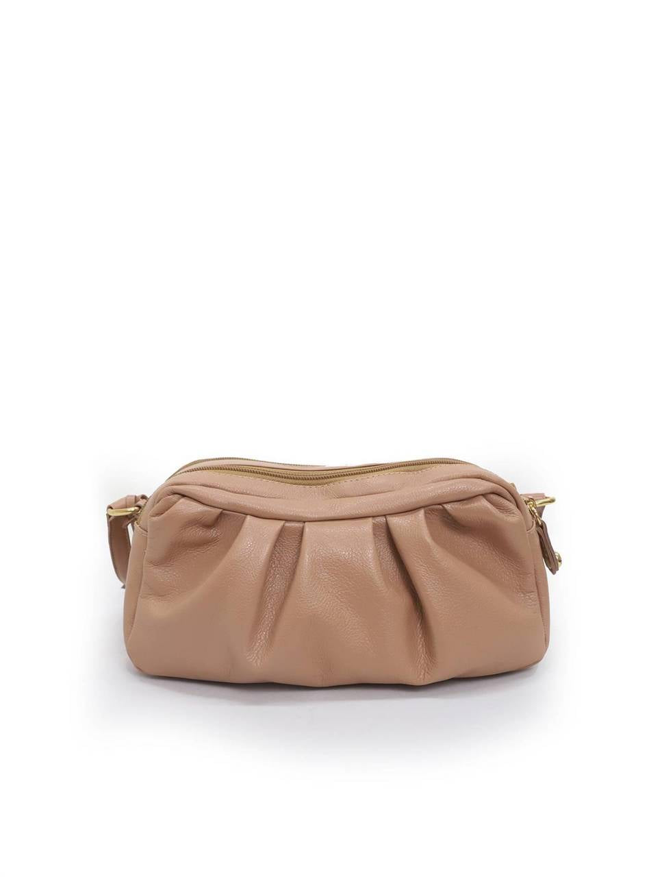 Bolsa Bag Couro Pequena Transversal Zíperes Nude BSI-5154 - NU