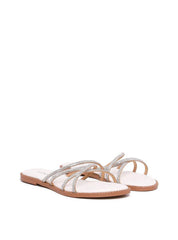 Rasteira com Tiras de Strass Entrelaçadas - Branca SDI-11955 - BR