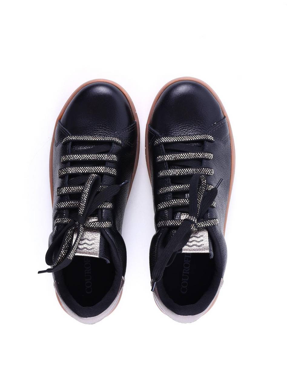 Tênis Casual com Cadarço em Strass - Preto SP-12030 - PR