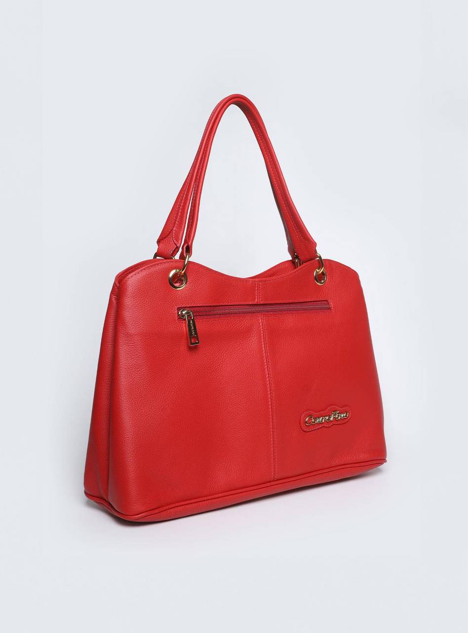 Bolsa Tote Tiracolo Grande Bolso Frontal Couro Vermelha BSI-5530 - VE