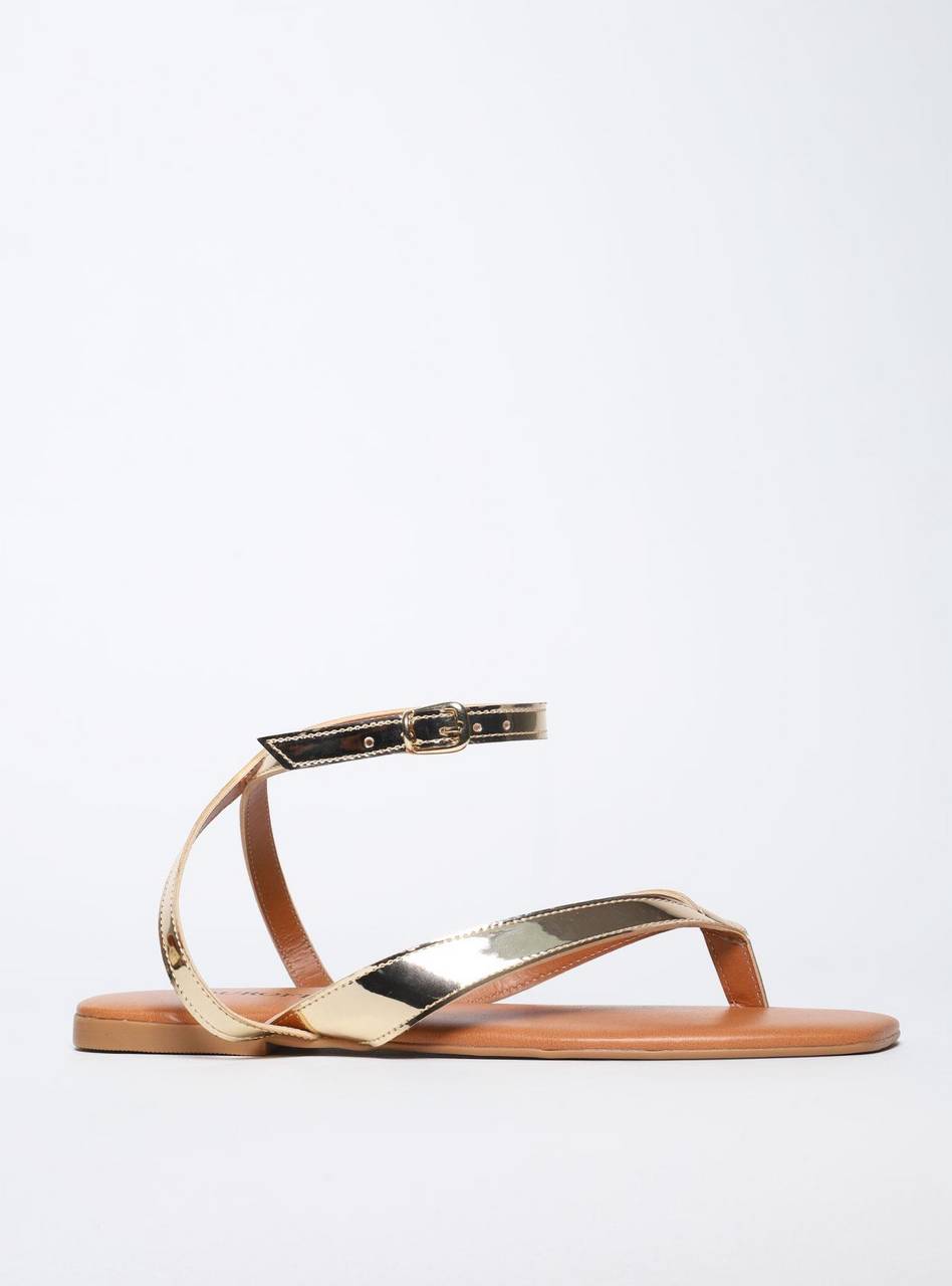 Sandália Feminina Rasteiras Slim - Ouro SDI-11535 - AU
