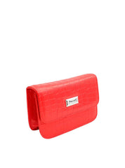 Bolsa Saddle Pequena Estruturada Alça Transversal Vermelha BSI-5724 - VE