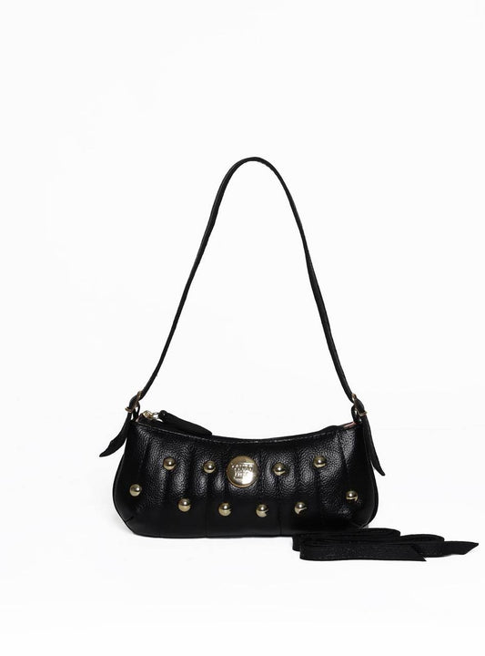 Bolsa Hobo Couro Alça Mão Esferas Ouro  BSI - 5981 - PR