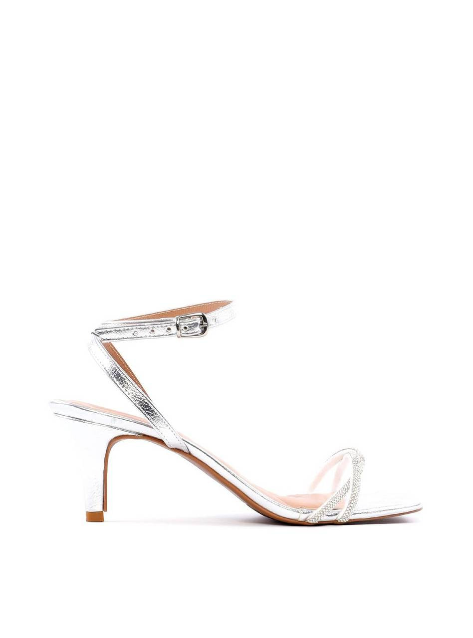 Sandália com Tira em Strass - Prata SDI-11901 - PT