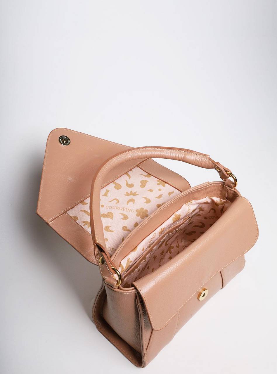 Bolsa Satchel Média Couro Tiracolo Nude BSI-5820 - NU