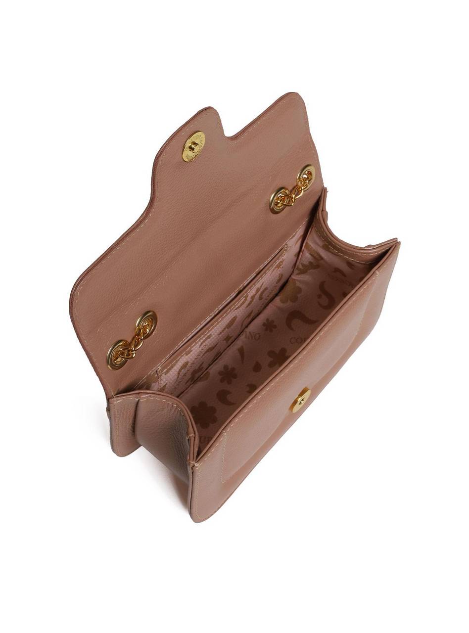 Bolsa Satchel Retangular com Tampa Matelasse - Nude BSI-5967 - NU