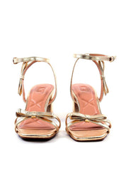 Sandália Salto Bloco com Laços - Ouro SDI-11748 - AU