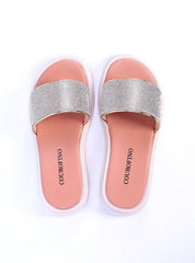 Sandália Flatform Slide Manta Brilhosa - Nude SDI-11713 - NU