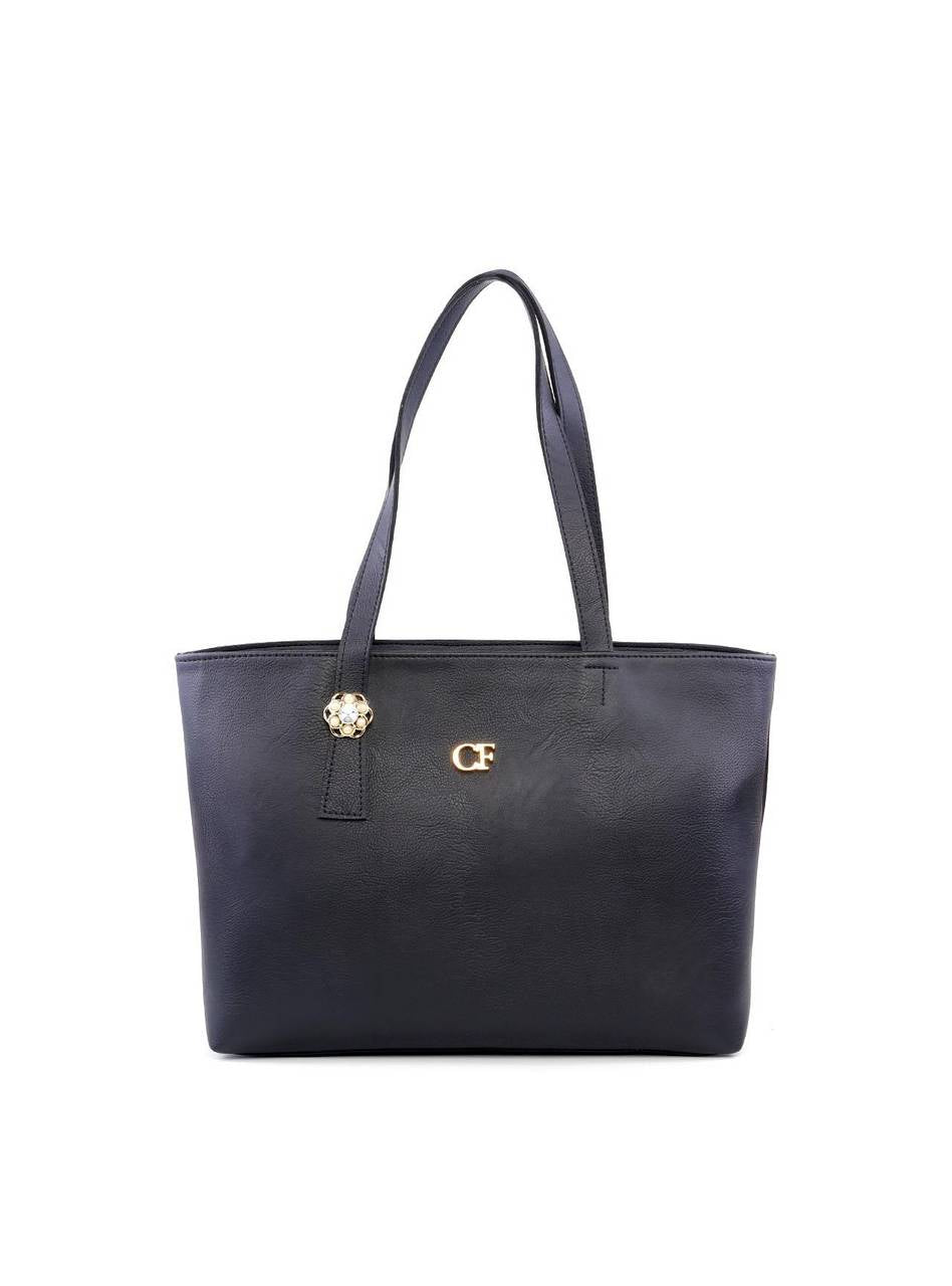 Bolsa Shopper Tiracolo com Flor - Preta BSI-6196 - PR